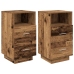 Mesillas de noche 2 uds con 2 cajones madera vieja 36x36x68 cm