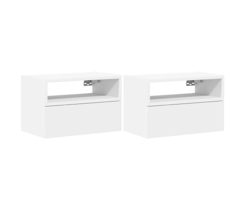 Mesitas de noche de pared 2 unidades blanca 45x26x28,5 cm