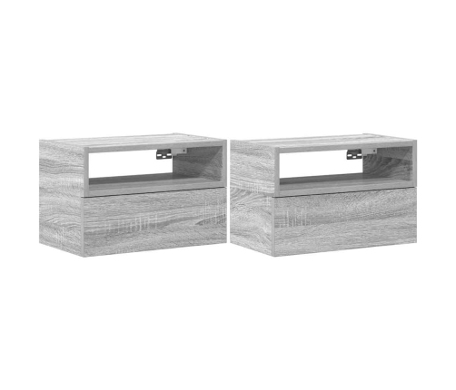 Mesitas de noche de pared 2 uds gris sonoma 45x26x28,5 cm