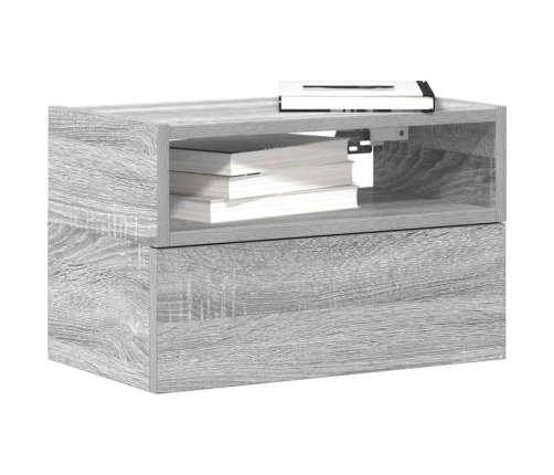 Mesitas de noche de pared 2 uds gris sonoma 45x26x28,5 cm