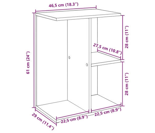 Mesita de noche madera contrachapada blanco 46,5x29x61cm