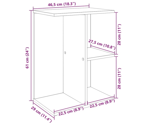 Mesitas de noche 2 uds madera de ingeniería blanco 46,5x29x61cm