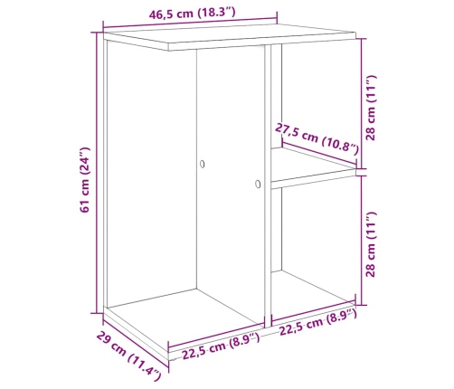 Mesita de noche madera de ingeniería negro roble 46,5x29x61 cm