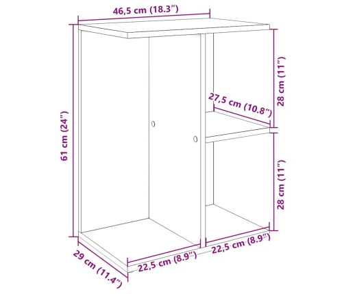 Mesita de noche madera de ingeniería ahumado roble 46,5x29x61cm