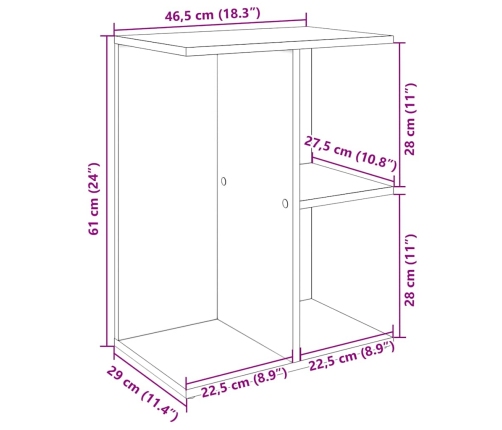 Mesita de noche madera de ingeniería gris Sonoma 46,5x29x61 cm