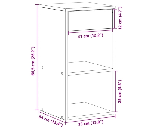 Mesilla de noche con cajón roble ahumado 35x34x66,5 cm