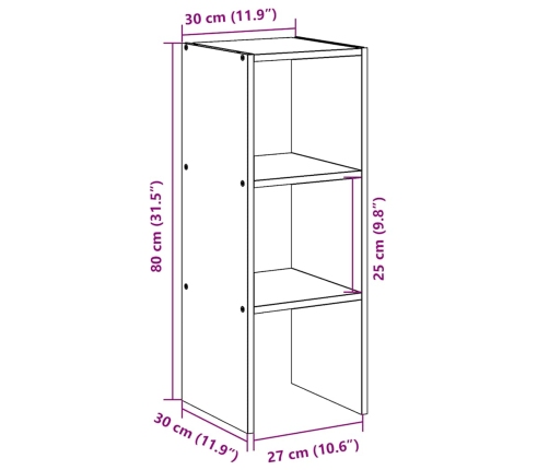 Librería apilable madera contrachapada blanca 30x30x80 cm