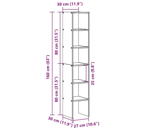 Librerías 2 uds madera contrachapada apilable sonoma gris