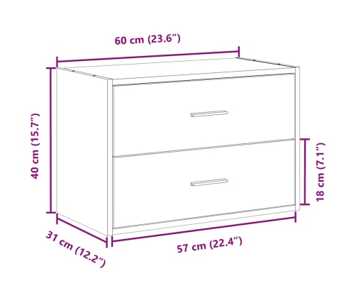 Armario con 2 cajones blanco 60x31x40 cm madera de ingeniería