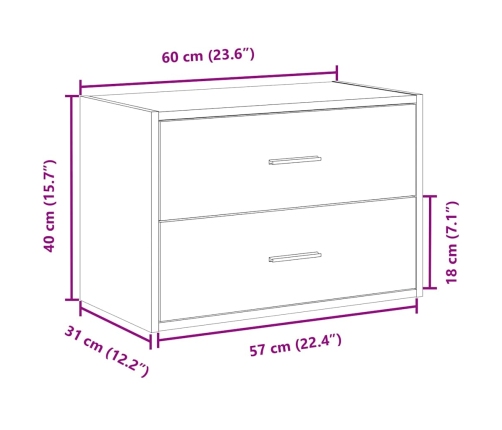 Armario con 2 cajones roble sonoma 60x31x40 cm