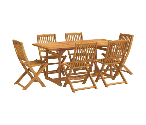 Juego comedor de jardín 7 pzas madera maciza acacia 180x90x75cm