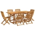 Juego comedor de jardín 7 pzas madera maciza acacia 180x90x75cm