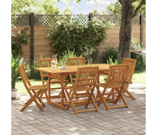 Juego comedor de jardín 7 pzas madera maciza acacia 180x90x75cm
