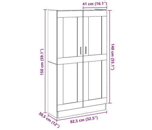 Aparador alto madera ingeniería roble artisan 82,5x30,5x150 cm