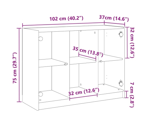 Aparador de madera de ingeniería envejecida 102x37x75,5 cm