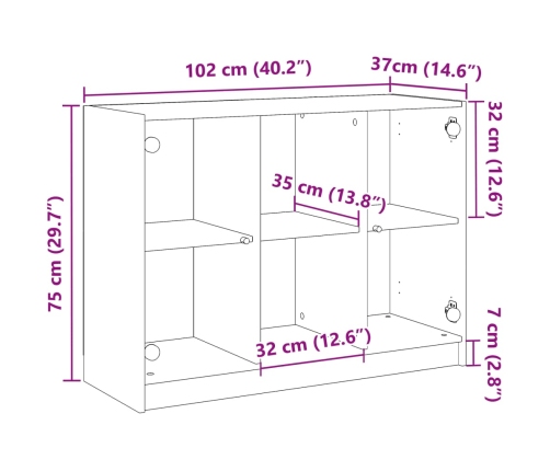 Aparador madera de ingeniería roble artiasian 102x37x75,5 cm