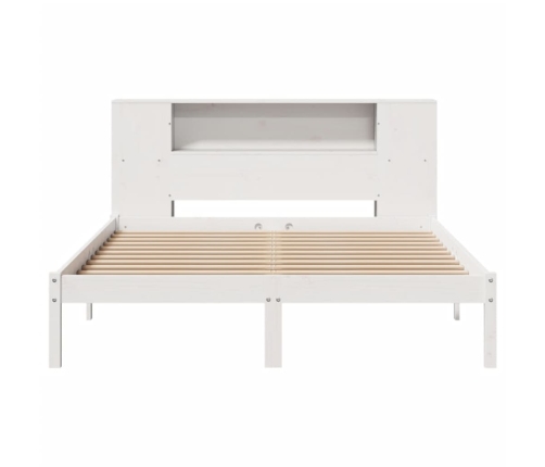 Cama con estantería sin colchón madera maciza blanca 120x190 cm