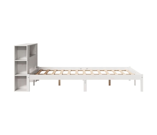 Cama con estantería sin colchón madera maciza blanca 120x190 cm