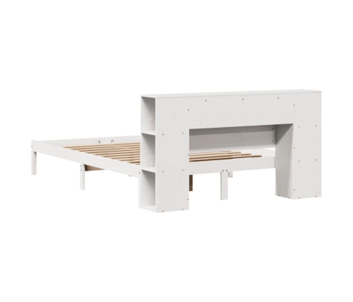 Cama con estantería sin colchón madera maciza blanca 120x190 cm