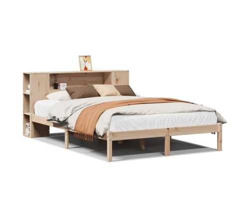 Cama con estantería sin colchón madera maciza de pino 140x190cm