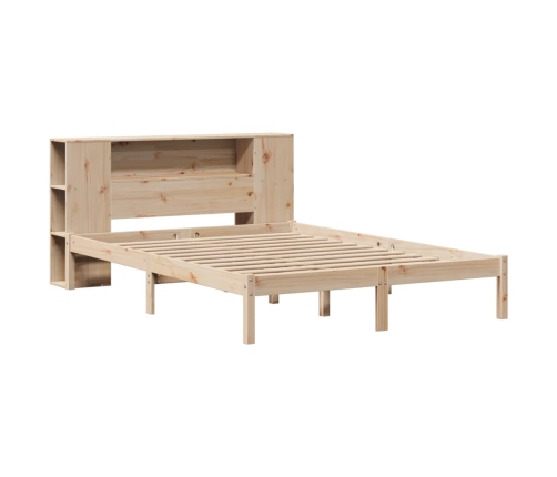 Cama con estantería sin colchón madera maciza de pino 140x190cm