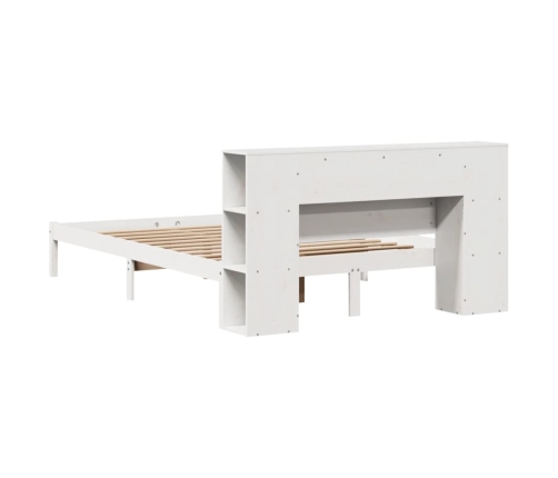 Cama con estantería sin colchón madera maciza blanca 120x200 cm
