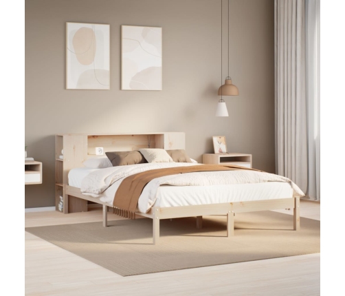Cama con estantería sin colchón madera maciza de pino 150x200cm
