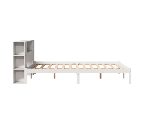 Cama con estantería sin colchón madera maciza blanca 150x200 cm