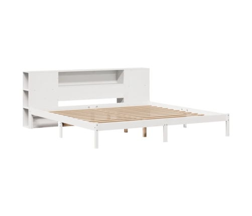 Cama con estantería sin colchón madera maciza blanca 180x200 cm