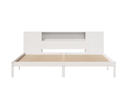 Cama con estantería sin colchón madera maciza blanca 180x200 cm