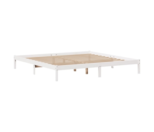 Cama con estantería sin colchón madera maciza blanca 180x200 cm