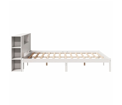 Cama con estantería sin colchón madera maciza blanca 180x200 cm