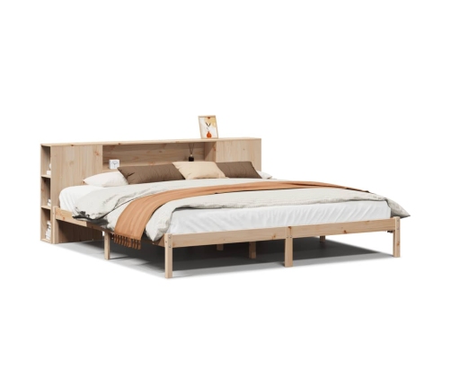 Cama con estantería sin colchón madera maciza de pino 200x200cm