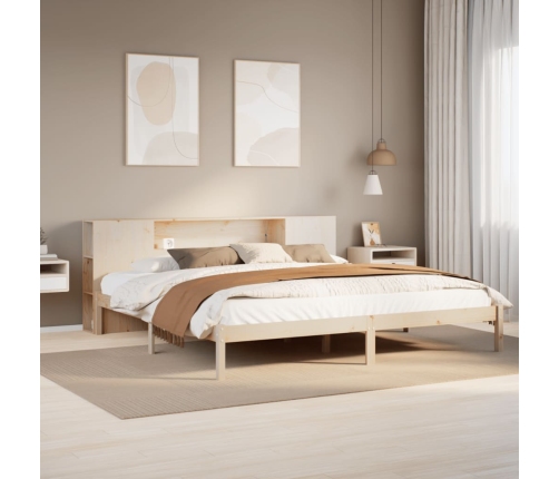 Cama con estantería sin colchón madera maciza de pino 200x200cm