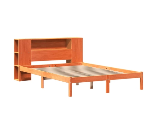 Cama con estantería sin colchón madera maciza marrón 160x200 cm