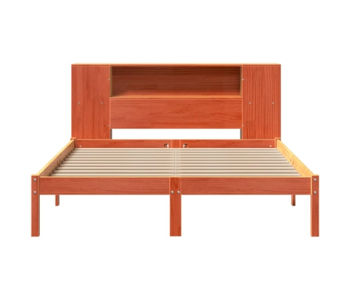 Cama con estantería sin colchón madera maciza marrón 160x200 cm