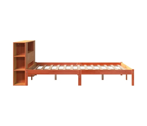 Cama con estantería sin colchón madera maciza marrón 160x200 cm