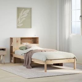 Cama con estantería sin colchón madera maciza de pino 75x190 cm