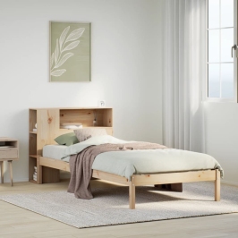 Cama con estantería sin colchón madera maciza de pino 90x200 cm