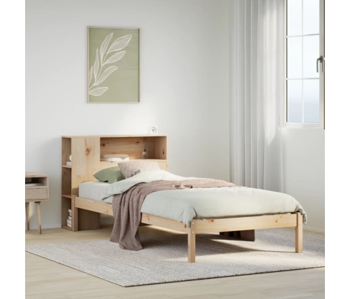 Cama con estantería sin colchón madera maciza de pino 90x200 cm