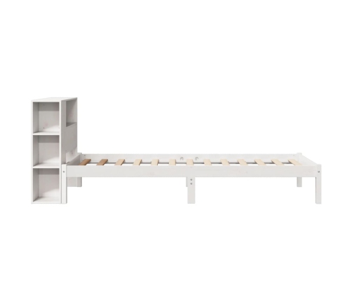 Cama con estantería sin colchón madera maciza blanca 100x200 cm