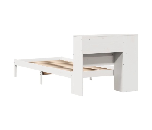 Cama con estantería sin colchón madera maciza blanca 100x200 cm