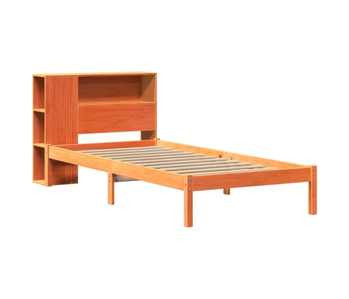 Cama con estantería sin colchón madera maciza marrón 90x190 cm