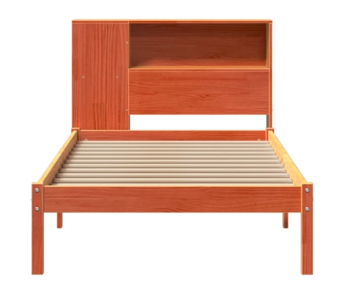 Cama con estantería sin colchón madera maciza marrón 90x190 cm