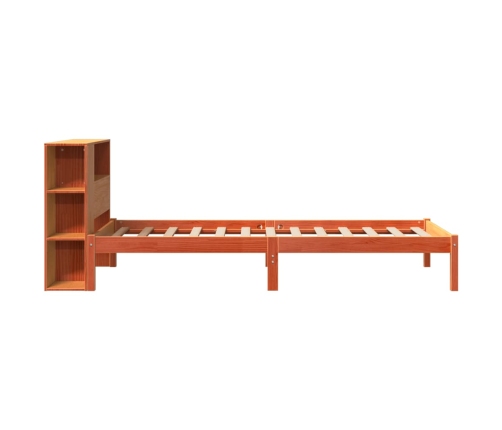 Cama con estantería sin colchón madera maciza marrón 90x190 cm