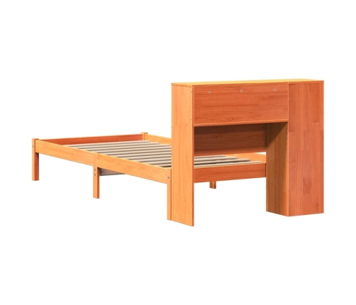 Cama con estantería sin colchón madera maciza marrón 90x190 cm