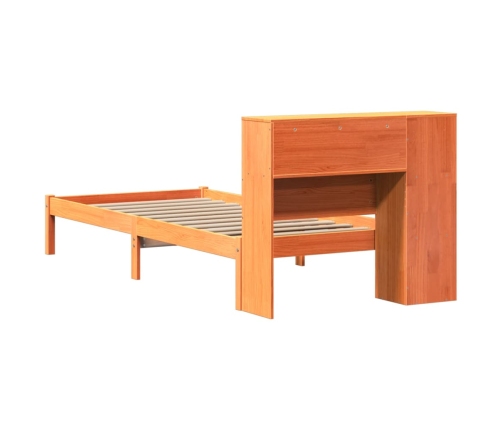 Cama con estantería sin colchón madera maciza marrón 100x200 cm