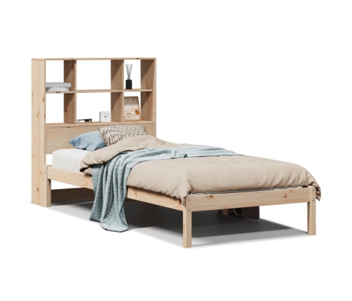 Cama con estantería sin colchón madera maciza de pino 75x190 cm