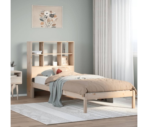 Cama con estantería sin colchón madera maciza de pino 75x190 cm