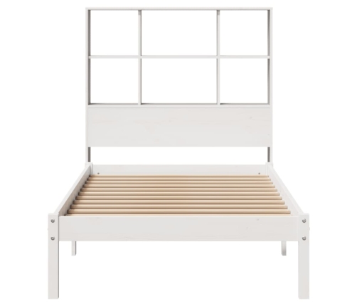 Cama con estantería sin colchón madera maciza blanca 75x190 cm